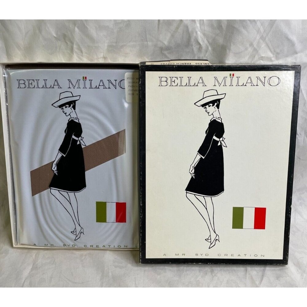 1960s Bella Milano Garter Stockings Micro Mesh Seamless Nylon-5 Pair Boxed-RARE - Picture 1 of 4